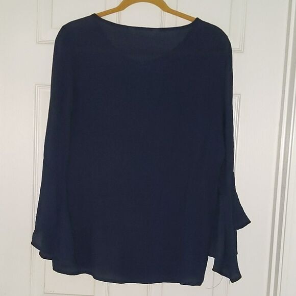 Tantrums navy Belle sleeve top Sz XXL - Picture 5 of 5
